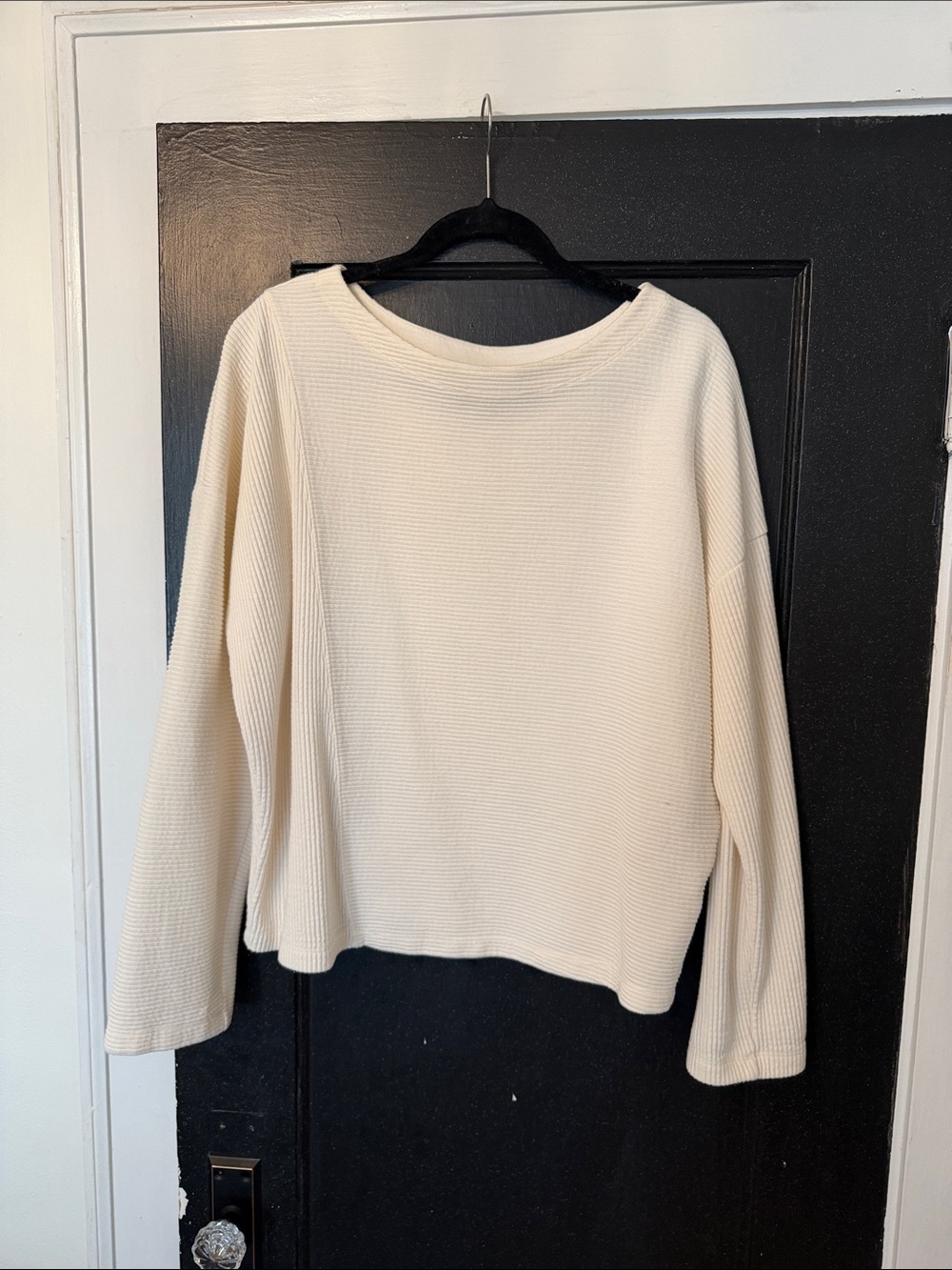 Maeve Cream Ribbed Crewneck Sweater